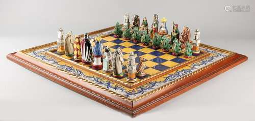 Italian majolica chess set Sienna. Circa 1955. Majolica