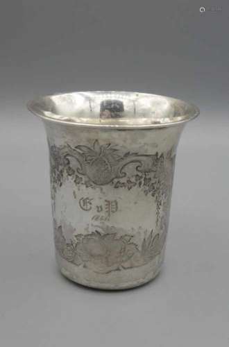 SILBERBECHER / FREUNDSCHAFTSBECHER / silver cup, deutsch, Mitte 19. Jh., 12 lötiges Silber (750er