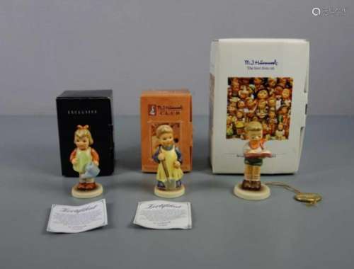 DREI HUMMELFIGUREN / porcelain figures: Goebel Hummel-Figuren, Marken nach 1991. 