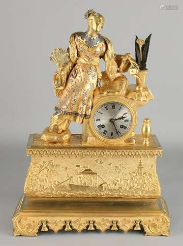 French Gilt Bronze Charles Dix pendulum with oriental