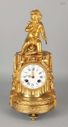 19th Century French gilt bronze mantle clock with