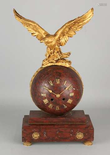 19th Century French marble clock with eagle. Red