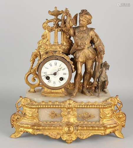 Antique French romantic clock with hunter. Composition