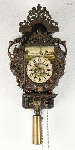 Small hand-painted old Frisian stool clock. Second half