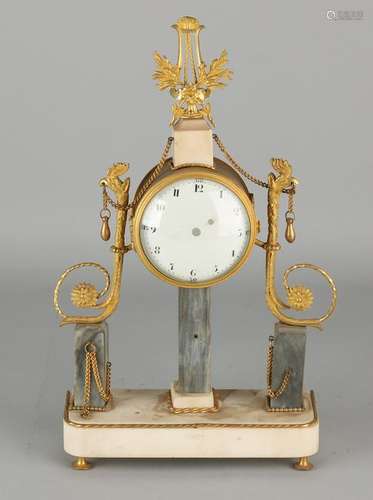 18th Century marble Louis XVI pendulum clock cabinet