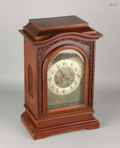 Antique German F.M.S. mahogany table clock with half