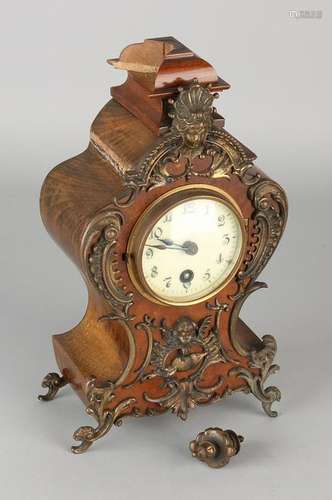 German antique walnut Lenzkirch clock with bronze