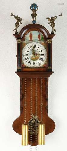 Small walnut Frisian clock. Second half 20th century.