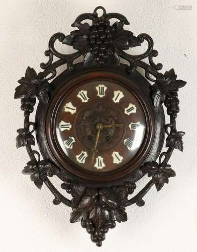 Antique French oak stabbed yacht clock with grapes