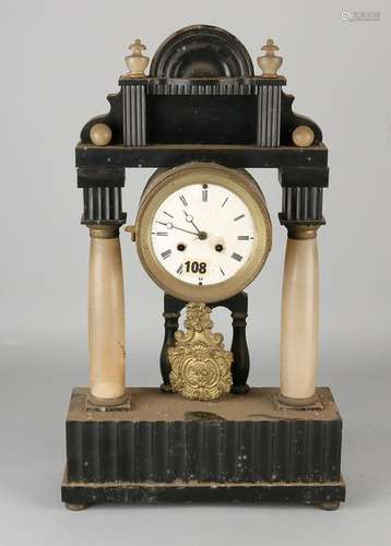 19th Century Viennese wooden clock with alabaster