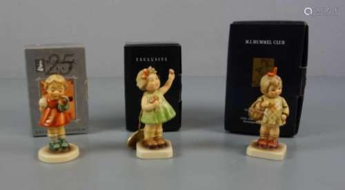 DREI HUMMELFIGUREN / porcelain figures: Goebel Hummel-Figuren, Marken nach 1991. 