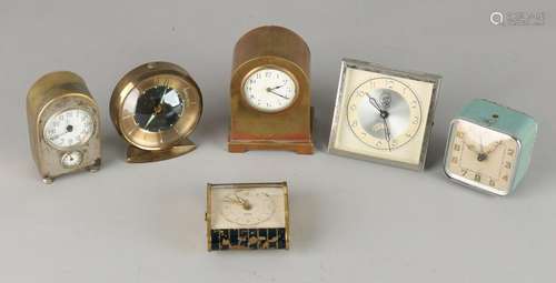 Six old / antique travel alarm clocks. Twice antique