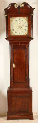 Antique English oak with mahogany grandfather clock.