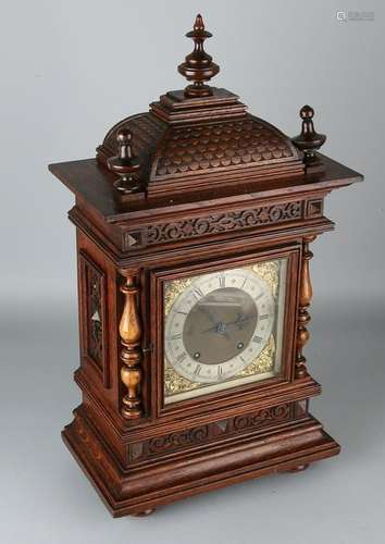 German oak Winterhalder + Hofmeier table clock with