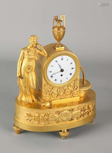 French ormolu bronze miniature clock with watch