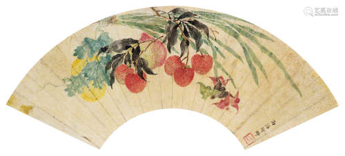 何丹山（1807～1875） 岭南佳果 镜框 设色纸本