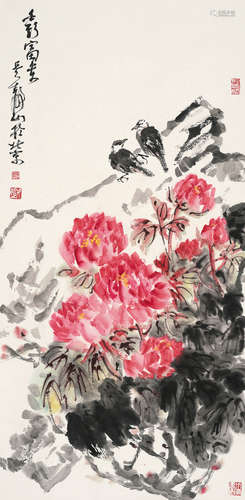 吴静山（b.1943） 花鸟 镜框 设色纸本