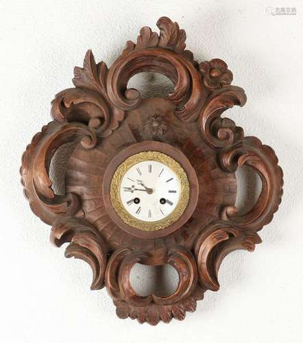 19th Century walnut wall clock with eight-day movement,