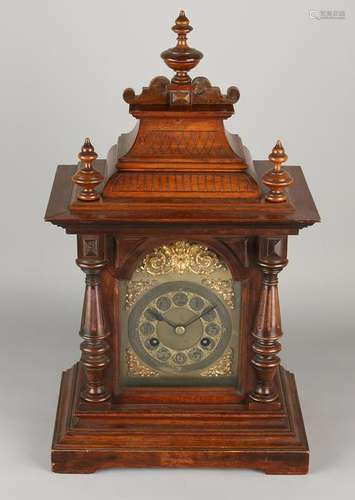 German antique walnut Junghans Wilhelminian table clock