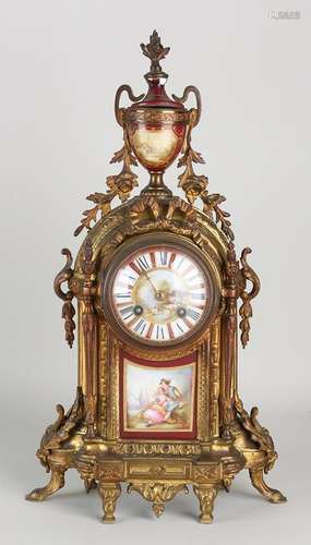 Antique French composition metal clock with