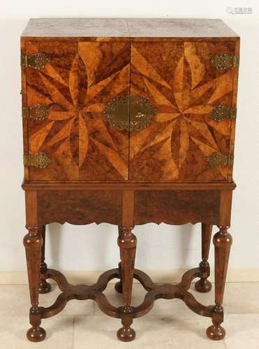 19th Century walnut colonial two-piece cabinet table