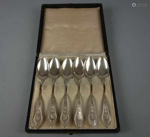 6 JUGENDSTIL- KAFFEE - ODER TEE - LÖFFEL / six art nouveau coffee spoons, deutsch, 1. H. 20. Jh.,