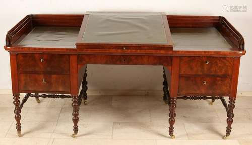 Rare 19th century English mahogany desk duplex