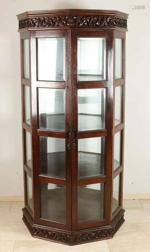 Two-door cabinet having octagonal display case teak