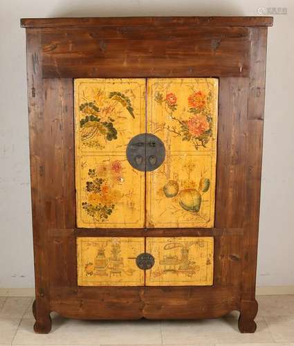 Antique Chinese cabinet door panels with lacquer.