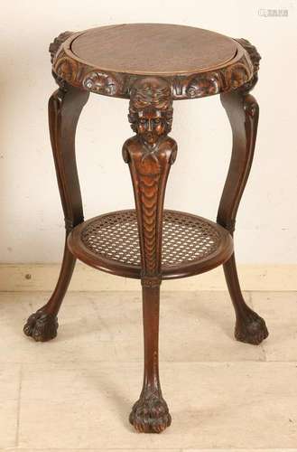 19th Century walnut inserted side table with caryatids