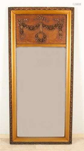 Large antique gold Louis XVI-style hall mirror with