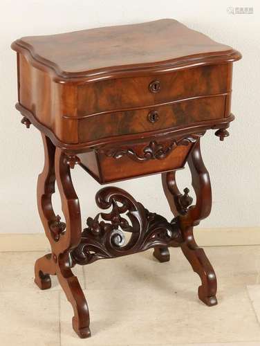 19th Century Dutch mahogany sewing table with drawer