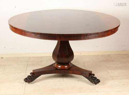 Dutch Empire rosewood table with pedestal and claw