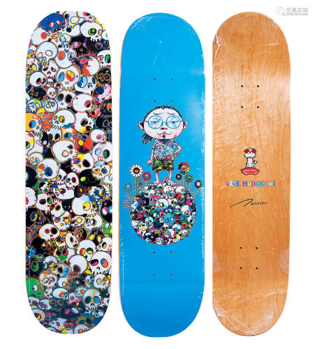 村上隆（b.1962） 2015年作 联名版滑板 （两件一组） 彩绘 木板
