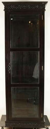 High one teak-door cabinet with shelves and faceted