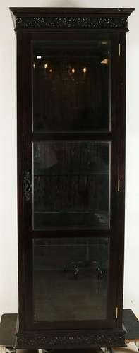 High one teak-door cabinet with shelves and faceted