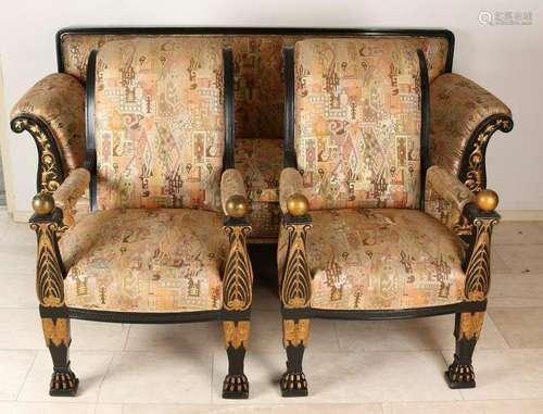 19th Century sofa with two seats. Geeboniseerd with