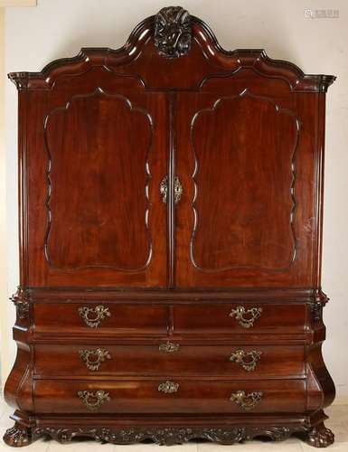 18th Century Dutch mahogany Louis XV cabinet with claw