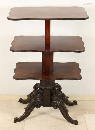 19th Century mahogany table bearing surface with molded