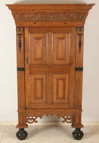 Dutch oak Neo Renaissance one-door cupboard cushion