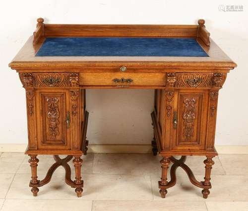 19th Century oak historicism writing desk with lion