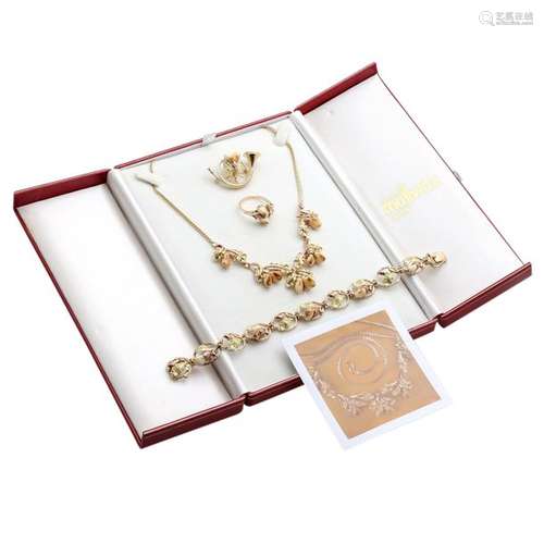 Set Grandelschmuck: 1 Collier, GG/RG 14 K,