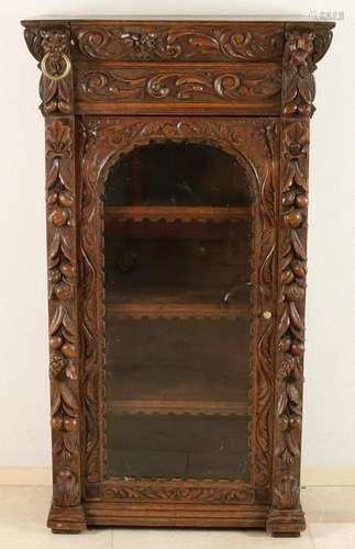 19th Century Mechelen oak cabinet with fruit decor and