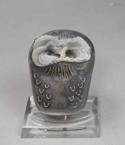 FIGÜRLICHE BROSCHE: Eule / owl brooch, Mitte 20. Jh., Sterlingsilber / 925er Silber, partiell