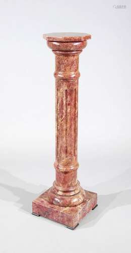 Antique wooden pedestal in marble look. Approximately