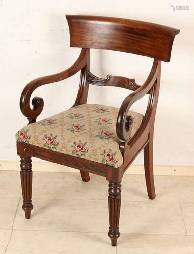 19th Century English mahogany armchair with petit point