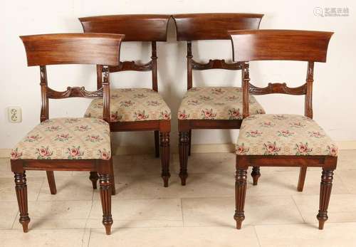 Four 19th century English mahogany chairs with petit