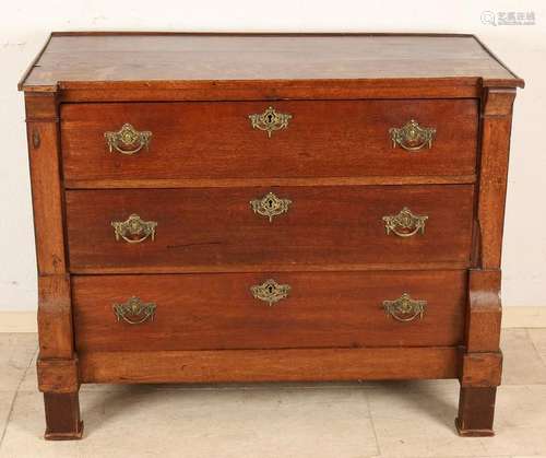 Dutch oak commode with bronze fittings. Approximately