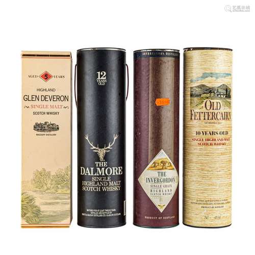 4 Flaschen Single Malt Scotch Whisky GLEN DEVERON …