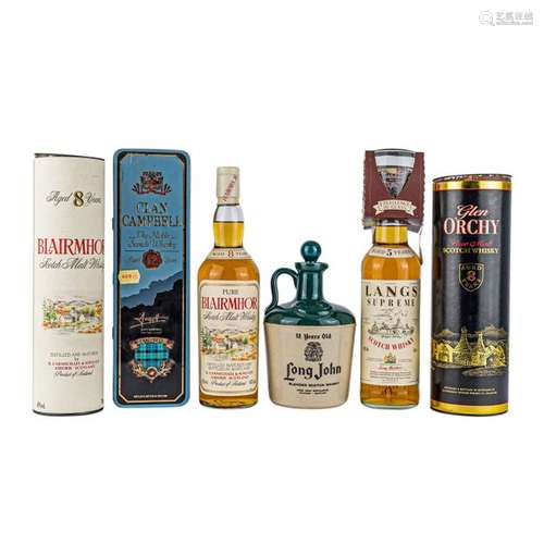 5 Flaschen Blended Scotch Whisky LANGS 5 years / B…